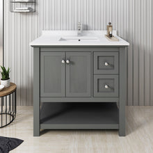 Load image into Gallery viewer, Fresca Manchester Regal 36&quot; Gray Wood Veneer Traditional Bathroom Cabinet w/ Top &amp; Sink- Fresca