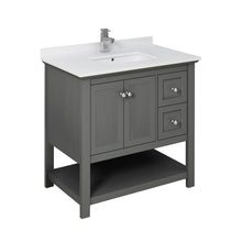 Load image into Gallery viewer, Fresca Manchester Regal 36&quot; Gray Wood Veneer Traditional Bathroom Cabinet w/ Top &amp; Sink- Fresca