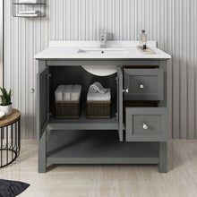 Load image into Gallery viewer, Fresca Manchester Regal 42&quot; Gray Wood Veneer Traditional Bathroom Cabinet w/ Top &amp; Sink- Fresca