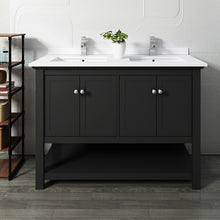 Load image into Gallery viewer, Fresca Manchester 48&quot; Black Traditional Double Sink Bathroom Cabinet w/ Top &amp; Sinks- Fresca