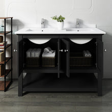 Load image into Gallery viewer, Fresca Manchester 48&quot; Black Traditional Bathroom Cabinet w/ Top &amp; Sink- Fresca