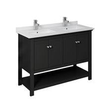 Load image into Gallery viewer, Fresca Manchester 48&quot; Black Traditional Double Sink Bathroom Cabinet w/ Top &amp; Sinks- Fresca
