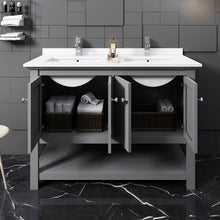 Load image into Gallery viewer, Fresca Manchester 48&quot; Gray Traditional Double Sink Bathroom Cabinet w/ Top &amp; Sinks- Fresca