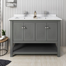 Load image into Gallery viewer, Fresca Manchester Regal 48&quot; Gray Wood Veneer Traditional Double Sink Bathroom Cabinet w/ Top &amp; Sinks- Fresca