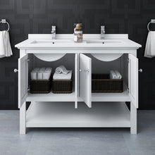 Load image into Gallery viewer, Fresca Manchester 48&quot; White Traditional Double Sink Bathroom Cabinet w/ Top &amp; Sinks- Fresca