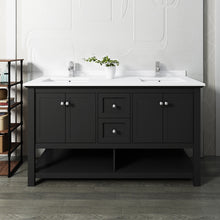 Load image into Gallery viewer, Fresca Manchester 60&quot; Black Traditional Double Sink Bathroom Cabinet w/ Top &amp; Sinks- Fresca