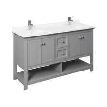 Load image into Gallery viewer, Fresca Manchester 60&quot; Gray Traditional Double Sink Bathroom Cabinet w/ Top &amp; Sinks- Fresca