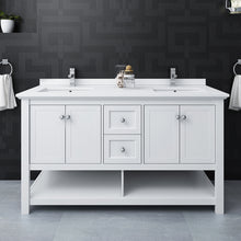 Load image into Gallery viewer, Fresca Manchester 60&quot; White Traditional Double Sink Bathroom Cabinet w/ Top &amp; Sinks- Fresca