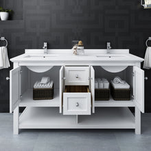 Load image into Gallery viewer, Fresca Manchester 60&quot; White Traditional Double Sink Bathroom Cabinet w/ Top &amp; Sinks- Fresca