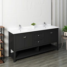 Load image into Gallery viewer, Fresca Manchester 72&quot; Black Traditional Double Sink Bathroom Cabinet w/ Top &amp; Sinks- Fresca