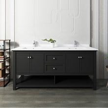 Load image into Gallery viewer, Fresca Manchester 72&quot; Black Traditional Double Sink Bathroom Cabinet w/ Top &amp; Sinks- Fresca