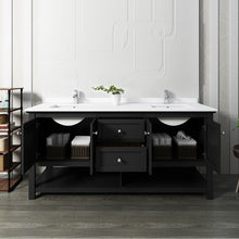 Load image into Gallery viewer, Fresca Manchester 72&quot; Black Traditional Double Sink Bathroom Cabinet w/ Top &amp; Sinks- Fresca