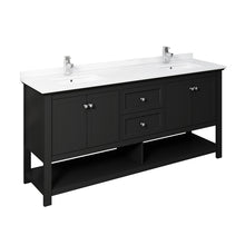 Load image into Gallery viewer, Fresca Manchester 72&quot; Black Traditional Double Sink Bathroom Cabinet w/ Top &amp; Sinks- Fresca
