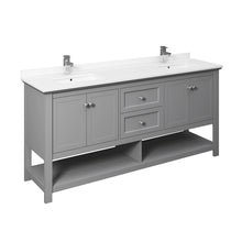 Load image into Gallery viewer, Fresca Manchester 72&quot; Gray Traditional Double Sink Bathroom Cabinet w/ Top &amp; Sinks- Fresca