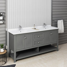 Load image into Gallery viewer, Fresca Manchester Regal 72&quot; Gray Wood Veneer Traditional Double Sink Bathroom Cabinet w/ Top &amp; Sinks- Fresca