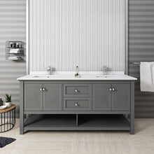 Load image into Gallery viewer, Fresca Manchester Regal 72&quot; Gray Wood Veneer Traditional Double Sink Bathroom Cabinet w/ Top &amp; Sinks- Fresca