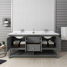 Load image into Gallery viewer, Fresca Manchester Regal 72&quot; Gray Wood Veneer Traditional Double Sink Bathroom Cabinet w/ Top &amp; Sinks- Fresca