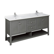 Load image into Gallery viewer, Fresca Manchester Regal 72&quot; Gray Wood Veneer Traditional Double Sink Bathroom Cabinet w/ Top &amp; Sinks- Fresca