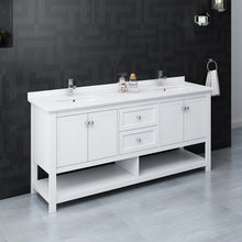 Load image into Gallery viewer, Fresca Manchester 72&quot; White Traditional Double Sink Bathroom Cabinet w/ Top &amp; Sinks- Fresca
