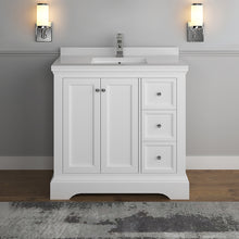 Load image into Gallery viewer, Fresca Windsor 36" Matte White Traditional Bathroom Cabinet w/ Top &amp; Sink- Fresca