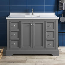 Load image into Gallery viewer, Fresca Windsor 48&quot; Gray Textured Traditional Bathroom Cabinet w/ Top &amp; Sink- Fresca