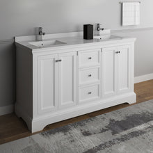 Load image into Gallery viewer, Fresca Windsor 60&quot; Matte White Traditional Double Sink Bathroom Cabinet w/ Top &amp; Sinks- Fresca