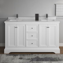 Load image into Gallery viewer, Fresca Windsor 60&quot; Matte White Traditional Double Sink Bathroom Cabinet w/ Top &amp; Sinks- Fresca