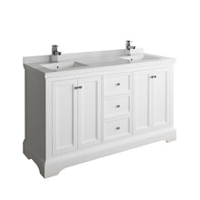 Load image into Gallery viewer, Fresca Windsor 60&quot; Matte White Traditional Double Sink Bathroom Cabinet w/ Top &amp; Sinks- Fresca