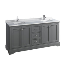 Load image into Gallery viewer, Fresca Windsor 72&quot; Gray Textured Traditional Double Sink Bathroom Cabinet w/ Top &amp; Sinks- Fresca