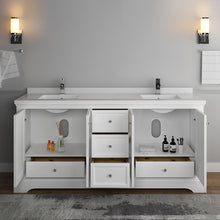 Load image into Gallery viewer, Fresca Windsor 72&quot; Matte White Traditional Double Sink Bathroom Cabinet w/ Top &amp; Sinks- Fresca