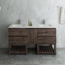 Load image into Gallery viewer, Fresca Formosa 58&quot; Floor Standing Open Bottom Double Sink Modern Bathroom Cabinet- Fresca
