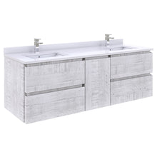 Load image into Gallery viewer, Fresca Formosa 60&quot; Wall Hung Double Sink Modern Bathroom Cabinet w/ Top &amp; Sinks in Rustic White- Fresca