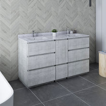 Load image into Gallery viewer, Fresca Formosa 60&quot; Floor Standing Double Sink Modern Bathroom Cabinet w/ Top &amp; Sinks in Rustic White- Fresca