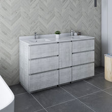 Load image into Gallery viewer, Fresca Formosa 60&quot; Floor Standing Double Sink Modern Bathroom Cabinet w/ Top &amp; Sinks in Rustic White- Fresca