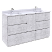 Load image into Gallery viewer, Fresca Formosa 60&quot; Floor Standing Double Sink Modern Bathroom Cabinet w/ Top &amp; Sinks in Rustic White- Fresca