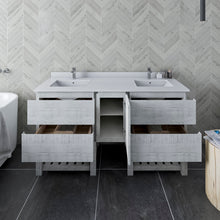 Load image into Gallery viewer, Fresca Formosa 60&quot; Floor Standing Open Bottom Double Sink Modern Bathroom Cabinet w/ Top &amp; Sinks in Rustic White- Fresca