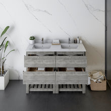 Load image into Gallery viewer, Fresca Formosa 48&quot; Floor Standing Open Bottom Double Sink Modern Bathroom Cabinet w/ Top &amp; Sinks in Ash- Fresca