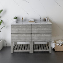 Load image into Gallery viewer, Fresca Formosa 48&quot; Floor Standing Open Bottom Double Sink Modern Bathroom Cabinet w/ Top &amp; Sinks in Ash- Fresca