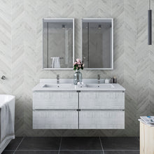 Load image into Gallery viewer, Fresca Formosa 48&quot; Wall Hung Double Sink Modern Bathroom Cabinet w/ Top &amp; Sinks in Rustic White- Fresca