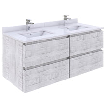 Load image into Gallery viewer, Fresca Formosa 48&quot; Wall Hung Double Sink Modern Bathroom Cabinet w/ Top &amp; Sinks in Rustic White- Fresca