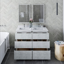 Load image into Gallery viewer, Fresca Formosa 48&quot; Floor Standing Double Sink Modern Bathroom Cabinet w/ Top &amp; Sinks in Rustic White- Fresca
