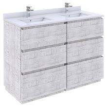 Load image into Gallery viewer, Fresca Formosa 48&quot; Floor Standing Double Sink Modern Bathroom Cabinet w/ Top &amp; Sinks in Rustic White- Fresca