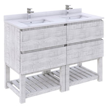 Load image into Gallery viewer, Fresca Formosa 48&quot; Floor Standing Open Bottom Double Sink Modern Bathroom Cabinet w/ Top &amp; Sinks in Rustic White- Fresca
