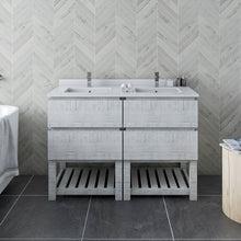 Load image into Gallery viewer, Fresca Formosa 46&quot; Floor Standing Open Bottom Double Sink Modern Bathroom Cabinet in Rustic White- Fresca