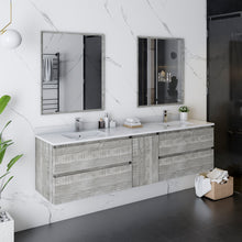 Load image into Gallery viewer, Fresca Formosa 72&quot; Wall Hung Double Sink Modern Bathroom Cabinet w/ Top &amp; Sinks in Ash- Fresca