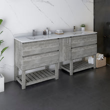 Load image into Gallery viewer, Fresca Formosa 72&quot; Floor Standing Open Bottom Double Sink Modern Bathroom Cabinet w/ Top &amp; Sinks in Ash- Fresca