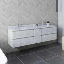Load image into Gallery viewer, Fresca Formosa 72&quot; Floor Standing Double Sink Modern Bathroom Cabinet w/ Top &amp; Sinks in Rustic White- Fresca