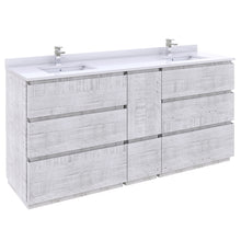 Load image into Gallery viewer, Fresca Formosa 72&quot; Wall Hung Double Sink Modern Bathroom Cabinet w/ Top &amp; Sinks in Rustic White- Fresca