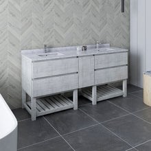 Load image into Gallery viewer, Fresca Formosa 72&quot; Floor Standing Open Bottom Double Sink Modern Bathroom Cabinet w/ Top &amp; Sinks in Rustic White- Fresca