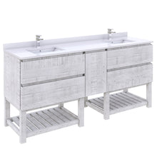 Load image into Gallery viewer, Fresca Formosa 72&quot; Floor Standing Open Bottom Double Sink Modern Bathroom Cabinet w/ Top &amp; Sinks in Rustic White- Fresca